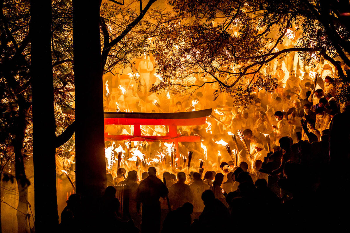 At Japan’s Oto Matsuri, thousands descend Kamikura’s stone steps with torches, forming a dramatic river of fire in an ancient purification ritual.